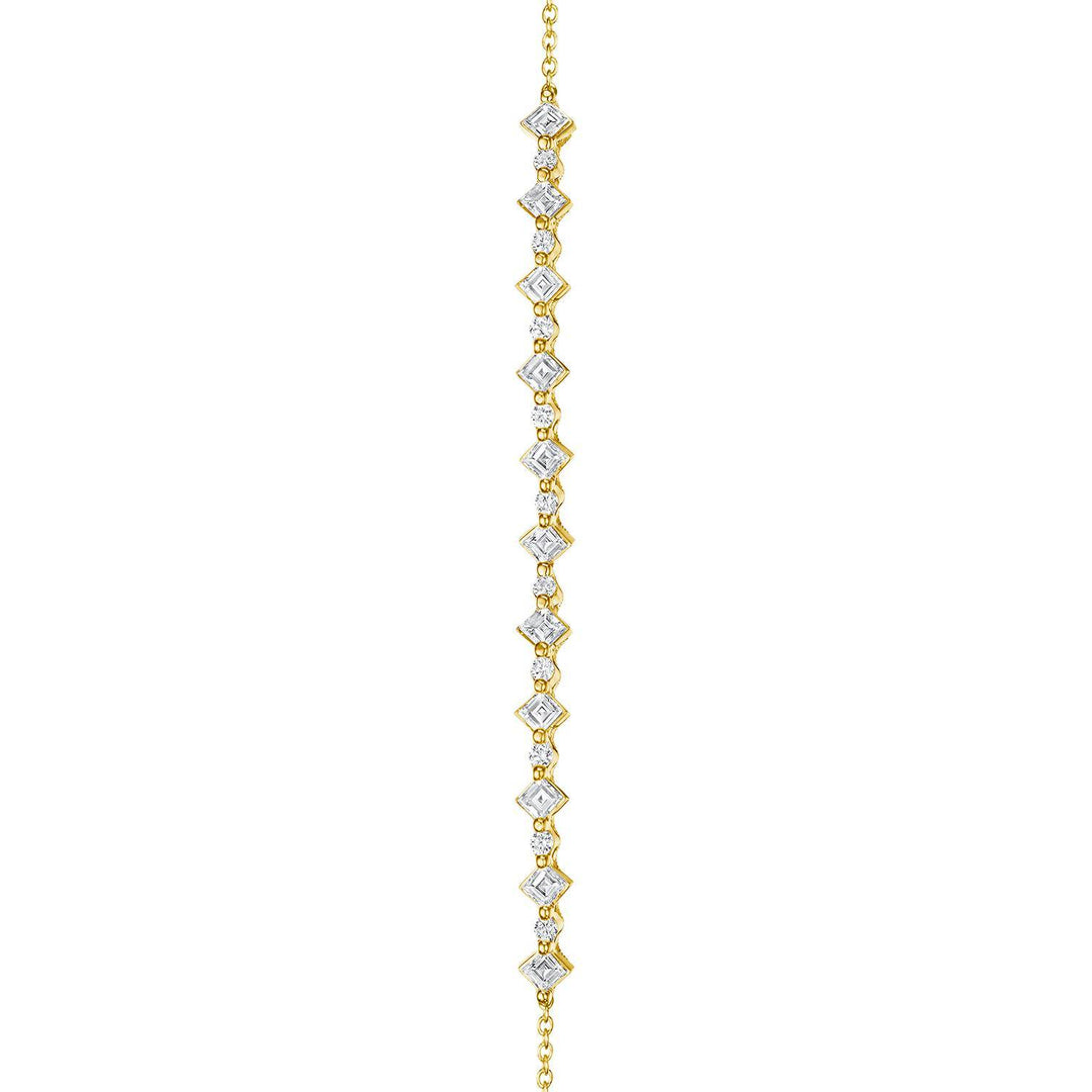 Carré and Round Diamond Bracelet in 18kt Yellow Gold