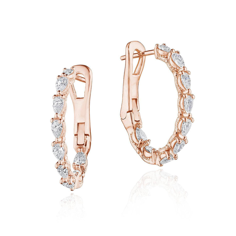 Pear Diamond Hoop Earrings in 18kt Rose Gold