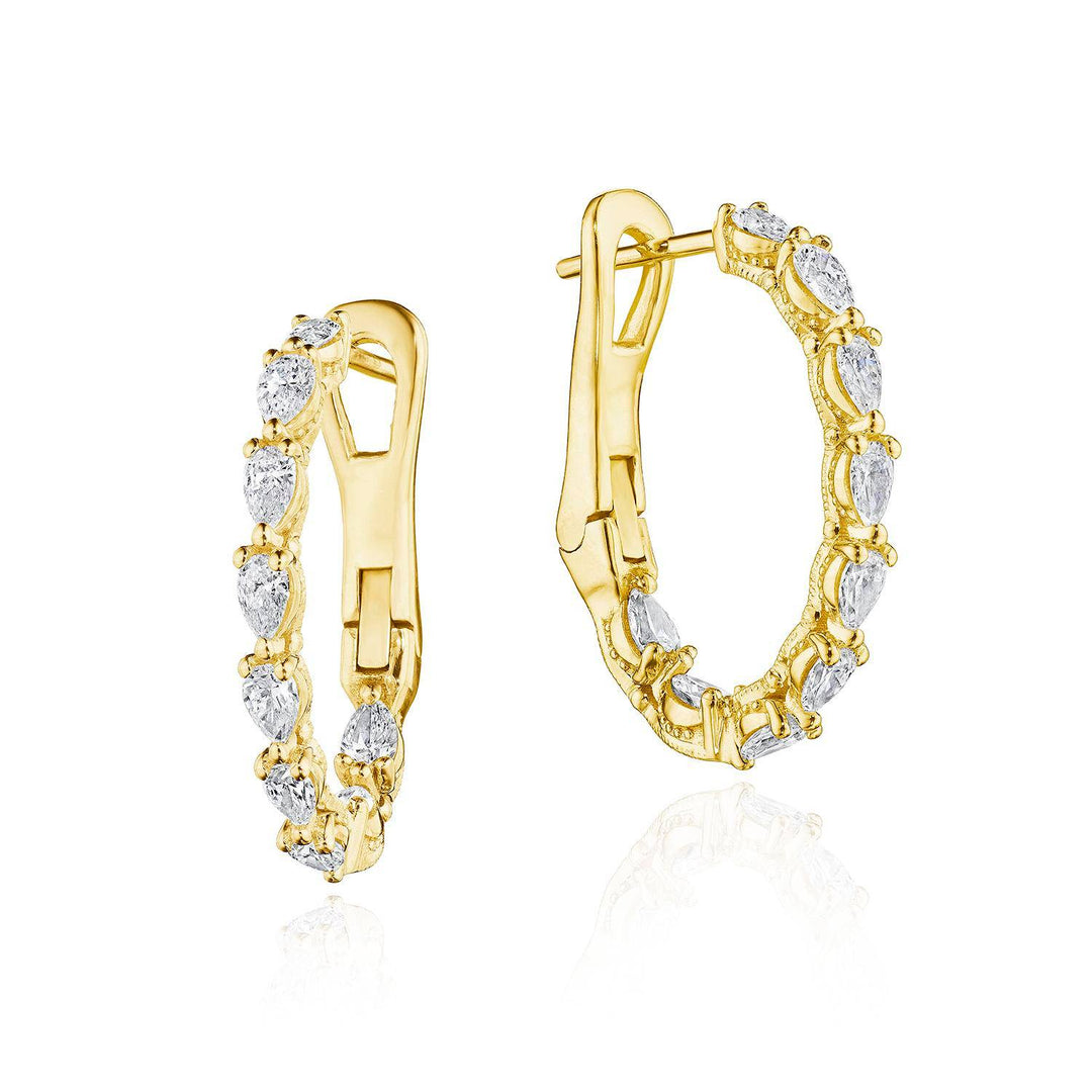 Pear Diamond Hoop Earrings in 18kt Yellow Gold