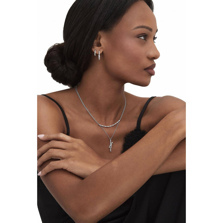 Marquise and Round Diamond Hoop Earrings in 18kt White Gold