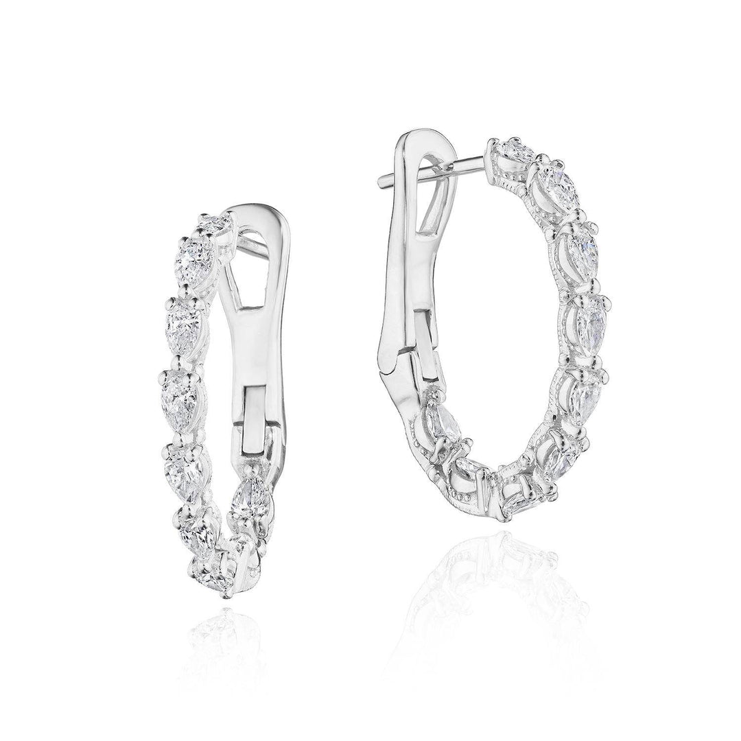 Pear Diamond Hoop Earrings in 18kt White Gold