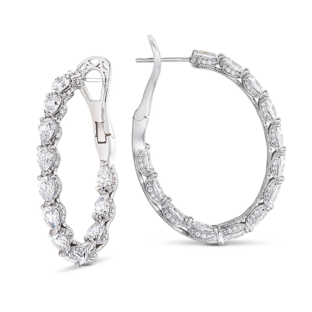 Pear Cut Oval Diamond Hoop Earrings