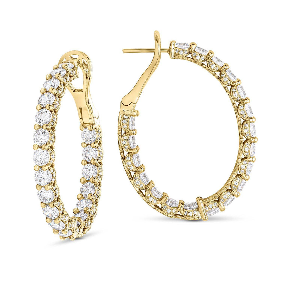 Round Cut Oval Diamond Hoop Earrings