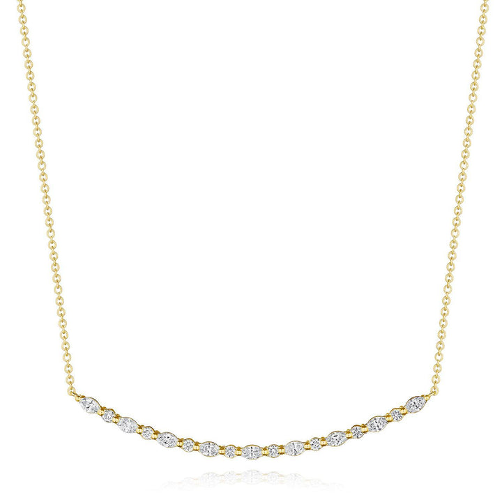 Marquise and Round Diamond Necklace in 18kt Yellow Gold