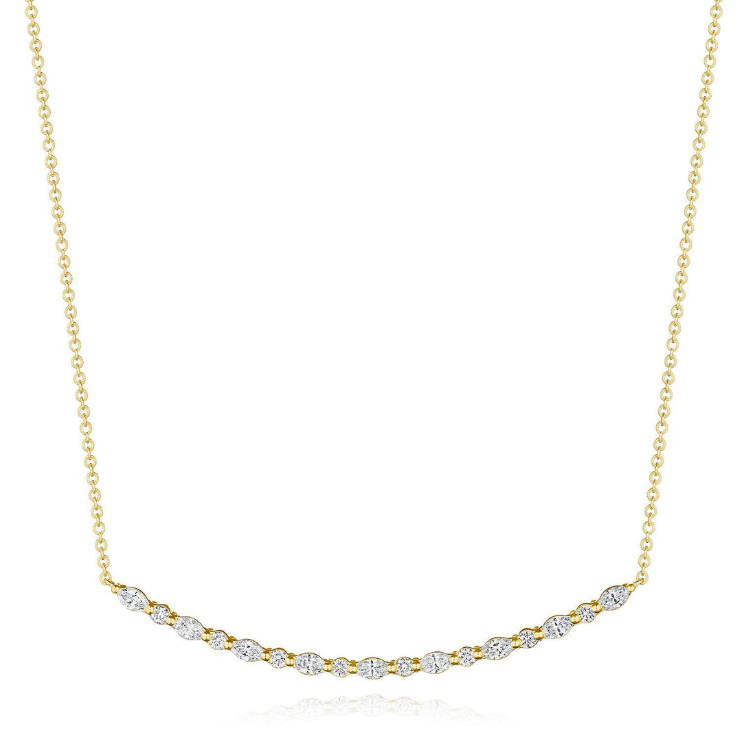 Marquise and Round Diamond Necklace in 18kt Yellow Gold