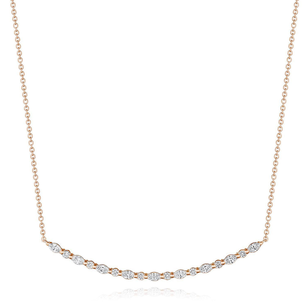 Marquise and Round Diamond Necklace in 18kt Rose Gold
