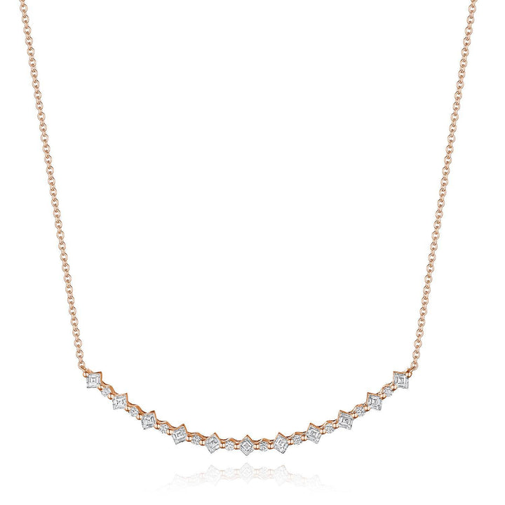 Carré and Round Diamond Necklace in 18kt Rose Gold