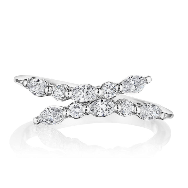 Marquise and Round Diamond Ring in 18kt White Gold