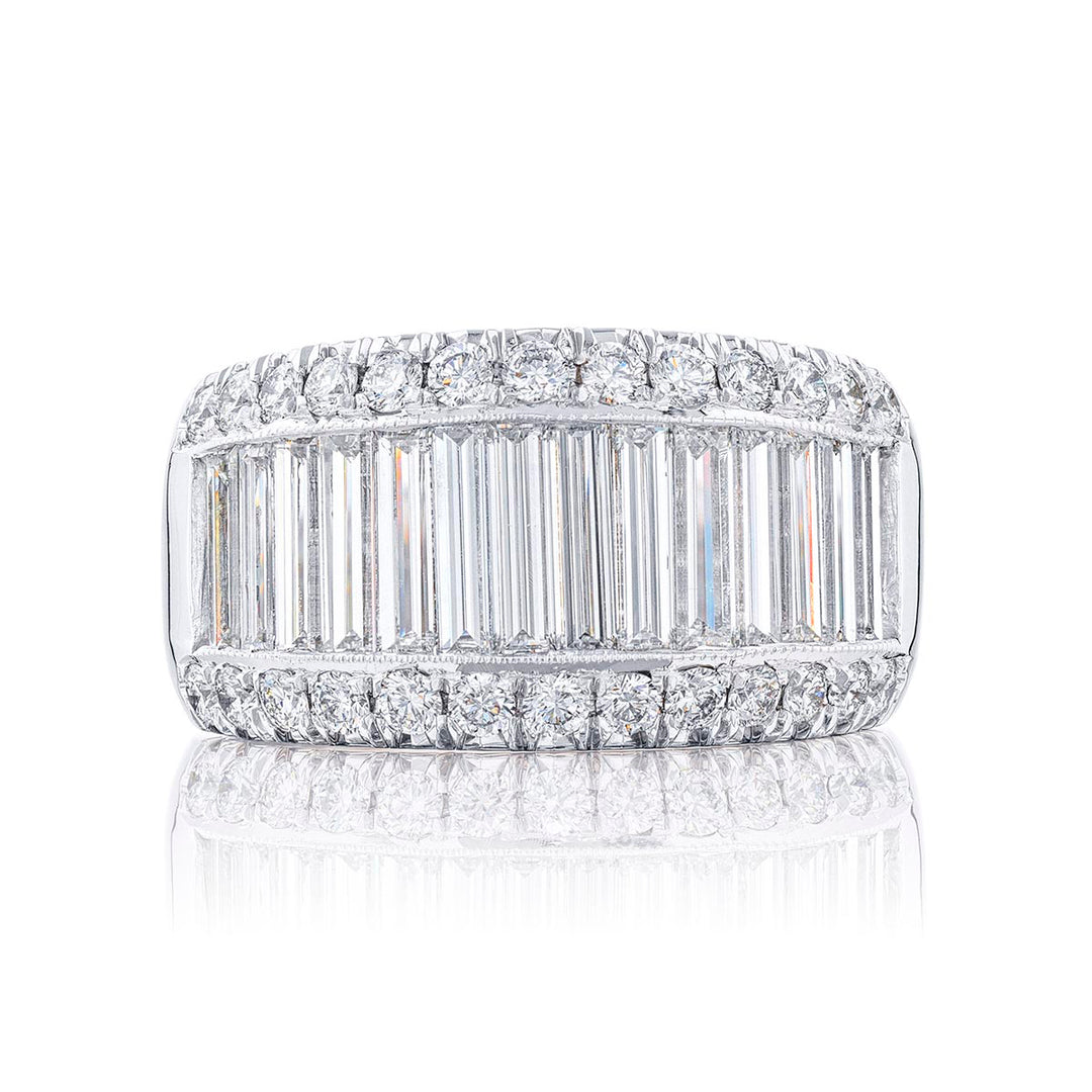 Iconic Multi-Row Tapered Baguette Diamond Band | Platinum Channel Setting