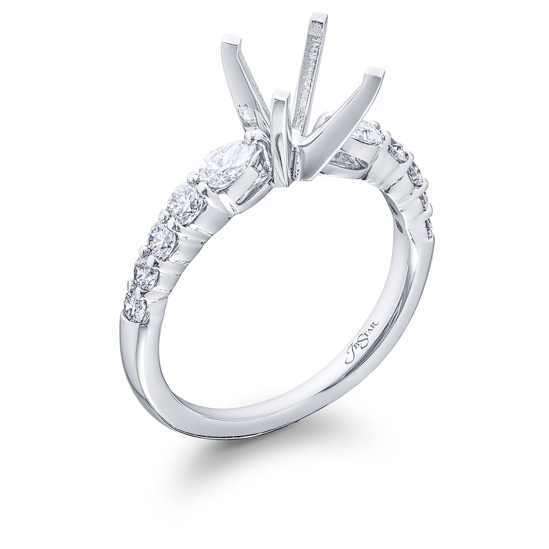 Diamond Semi-Mount Pear-Shaped & Round 0.70 ctw.