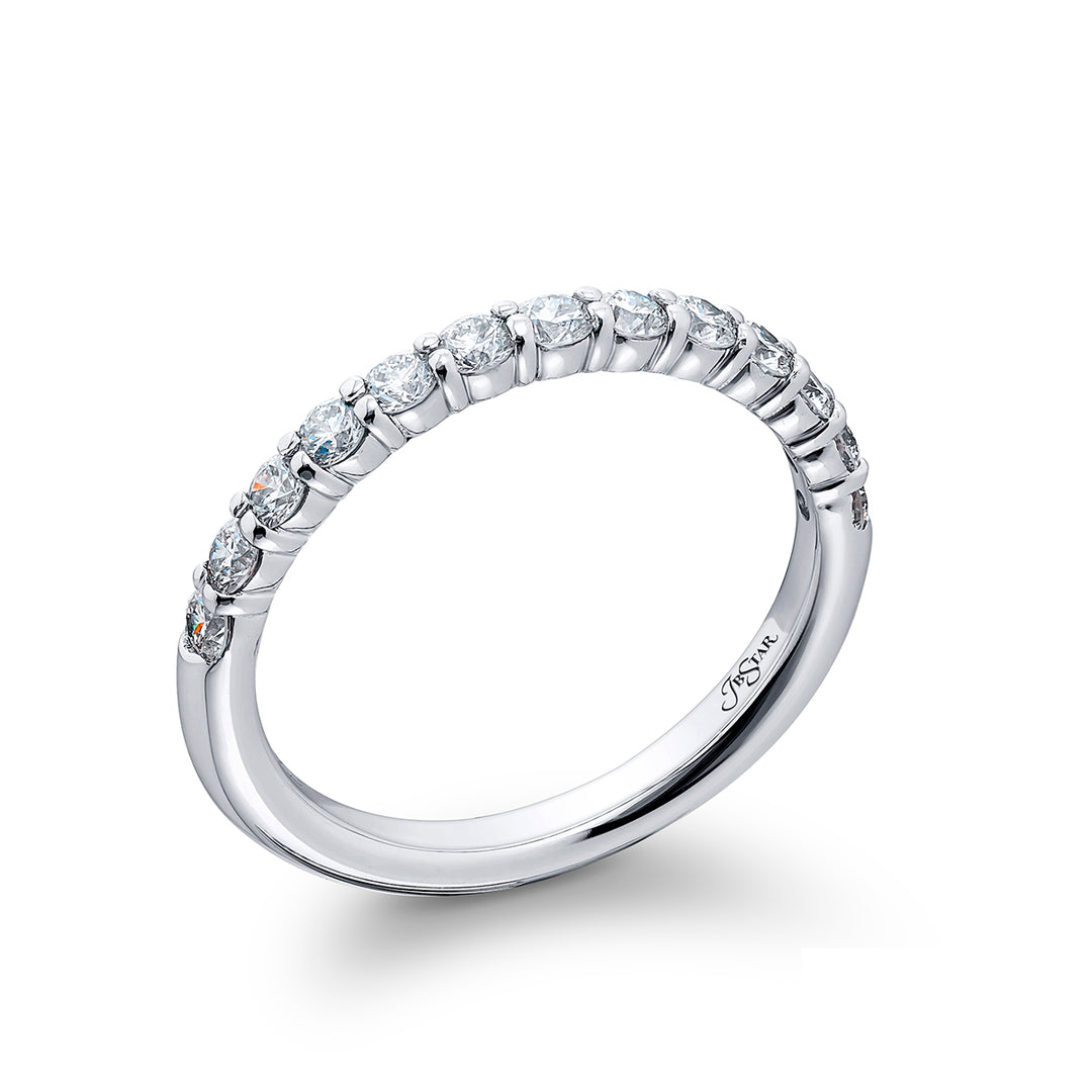 Elegance Elevated: Our stunning 0.67 ctw. Diamond Band. These thirteen beautiful round diamonds are handcrafted in  pure platinum.