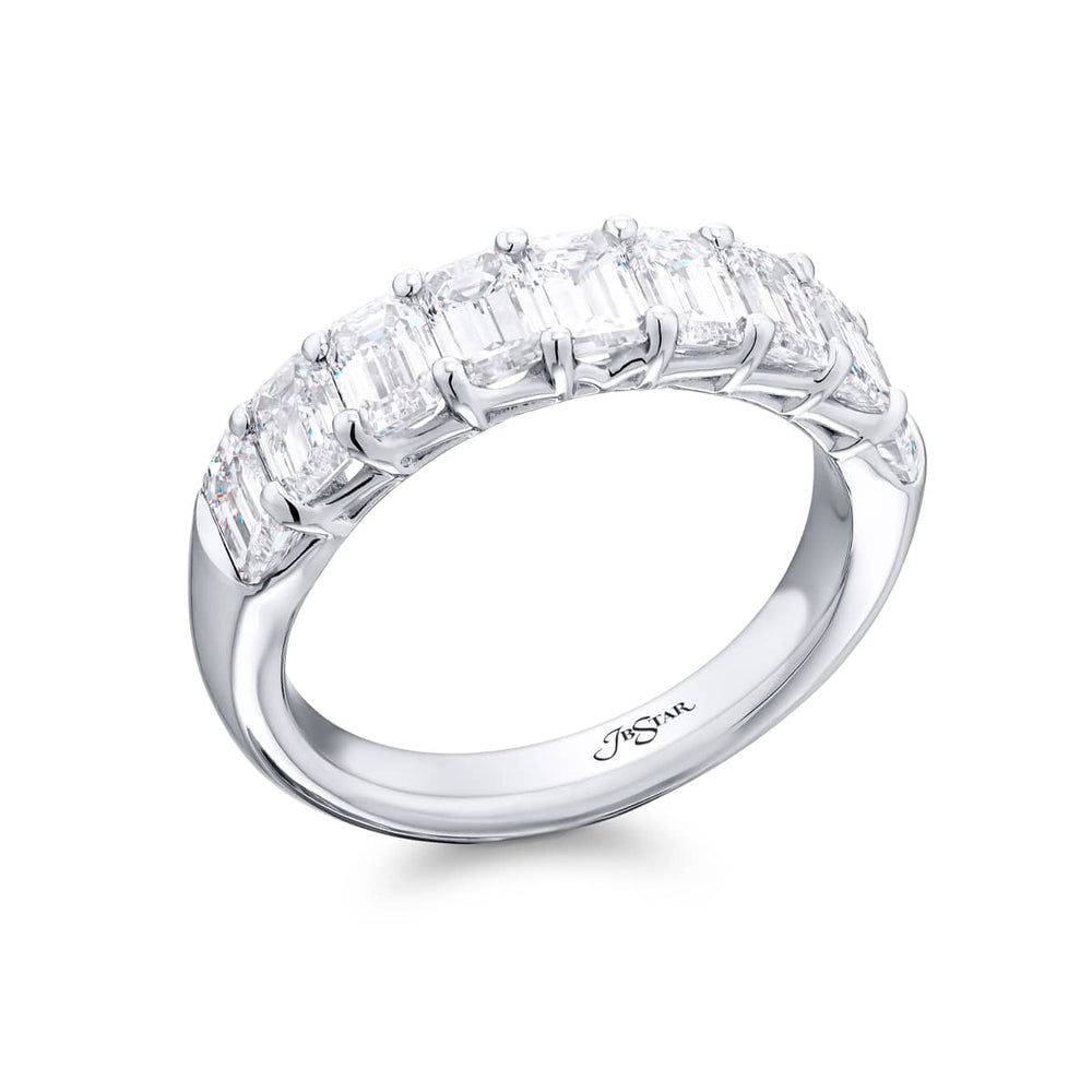 Elegance Elevated: Our signature 2.71 ctw. Diamond Band. These nine gorgeous emerald-cut diamonds are handcrafted in pure platinum.