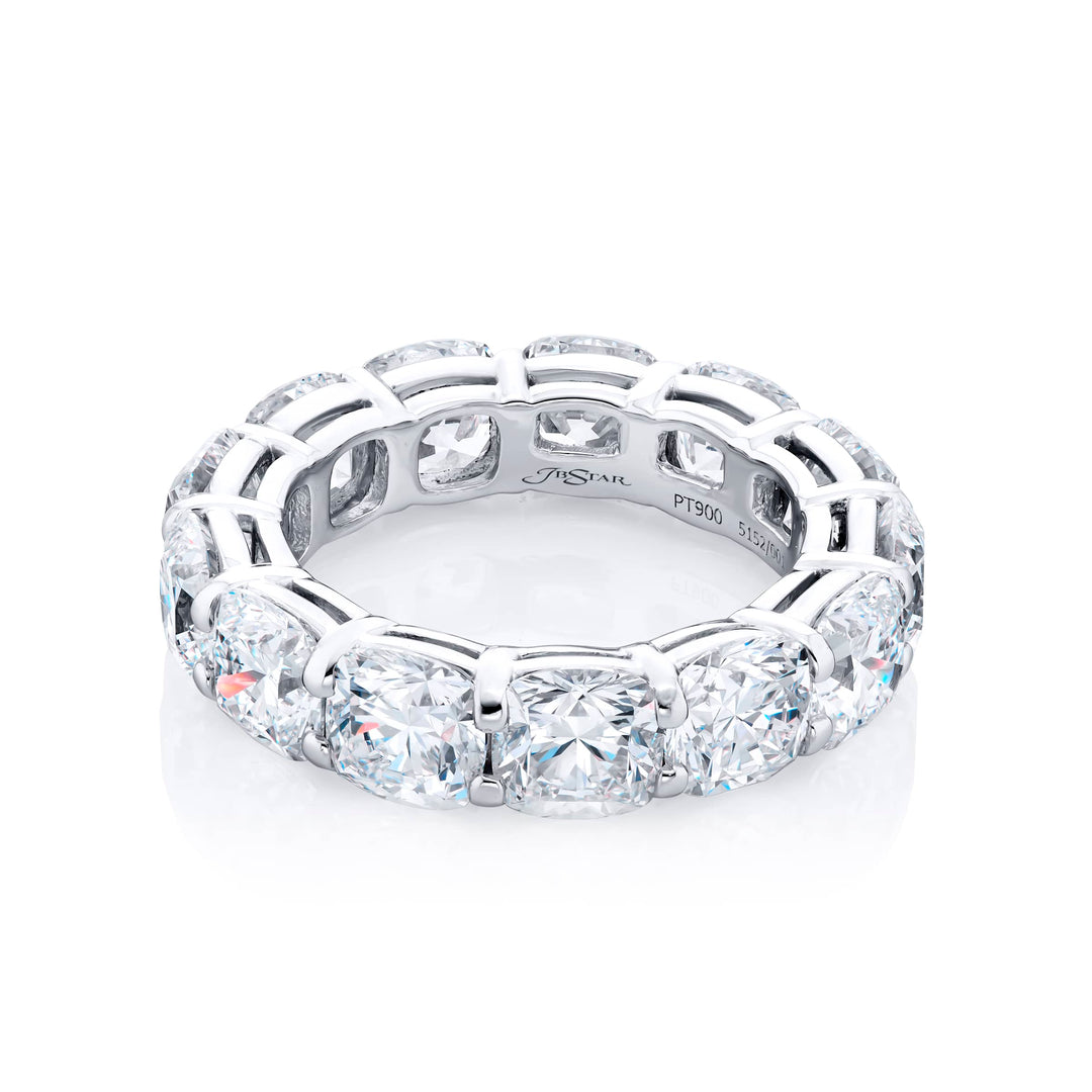 Platinum Cushion-Cut Diamond Certified Eternity Ring