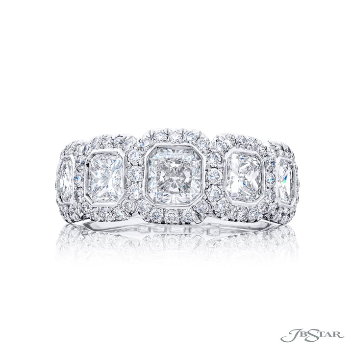 Platinum Radiant-Cut Diamond Micro Pave Bezel Band
