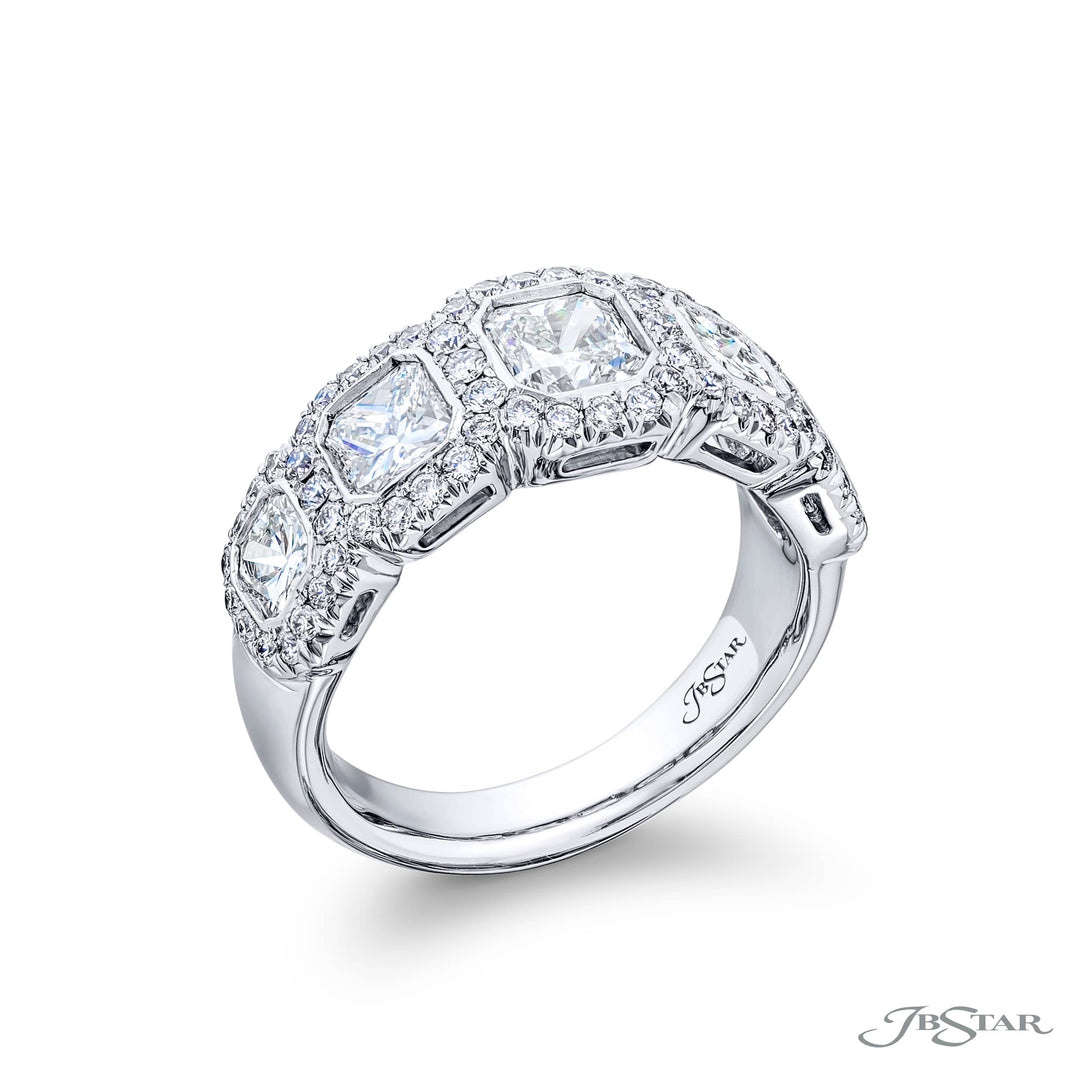 Platinum Radiant-Cut Diamond Micro Pave Bezel Band