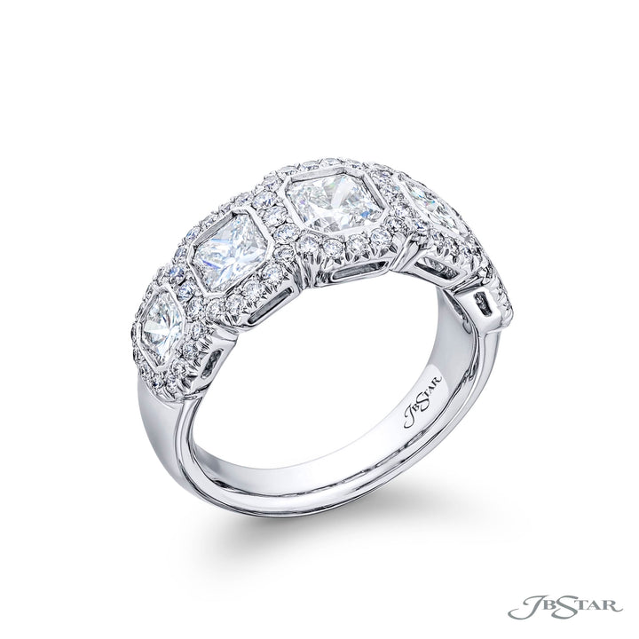 Platinum Radiant-Cut Diamond Micro Pave Bezel Band