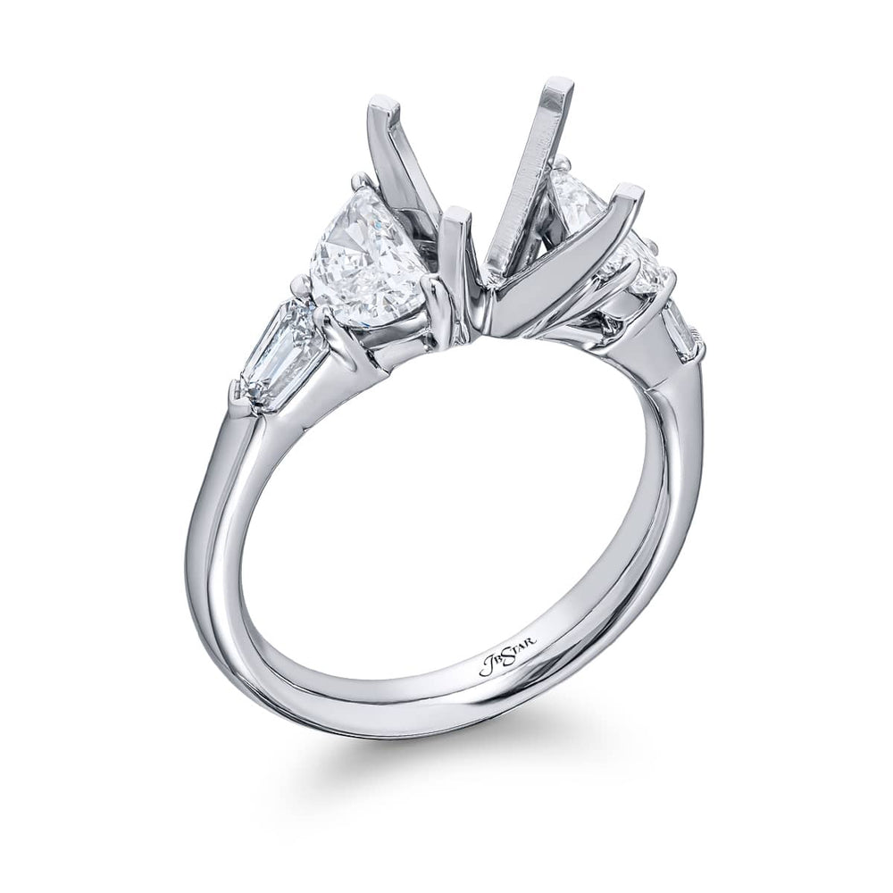 Dazzling Brilliance: Our stunning Diamond Semi-mount. These two half-moon diamonds accompanied by two stunning bullet diamonds are handcrafted in pure platinum.