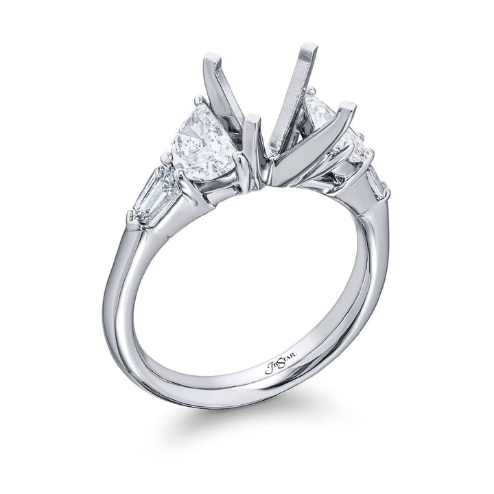 Dazzling Brilliance: Our stunning Diamond Semi-mount. These two half-moon diamonds accompanied by two stunning bullet diamonds are handcrafted in pure platinum.