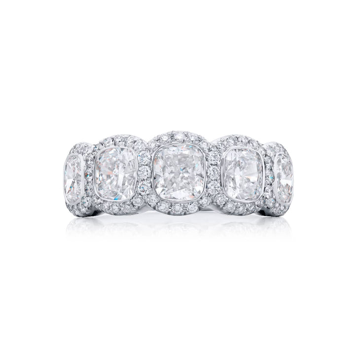 Platinum Cushion-Cut Diamond Micro Pave Band