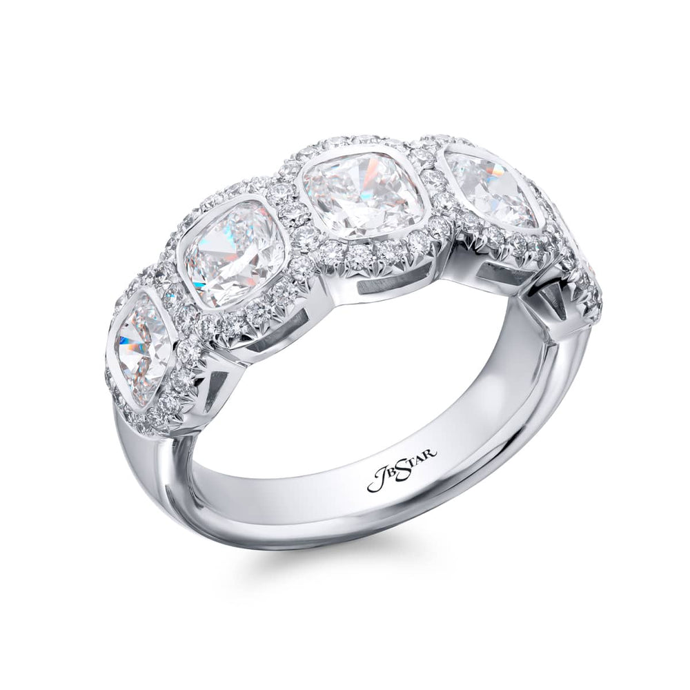 Platinum Cushion-Cut Diamond Micro Pave Band