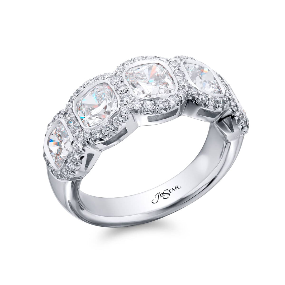 Platinum Cushion-Cut Diamond Micro Pave Band