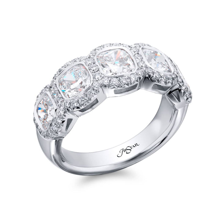 Platinum Cushion-Cut Diamond Micro Pave Band