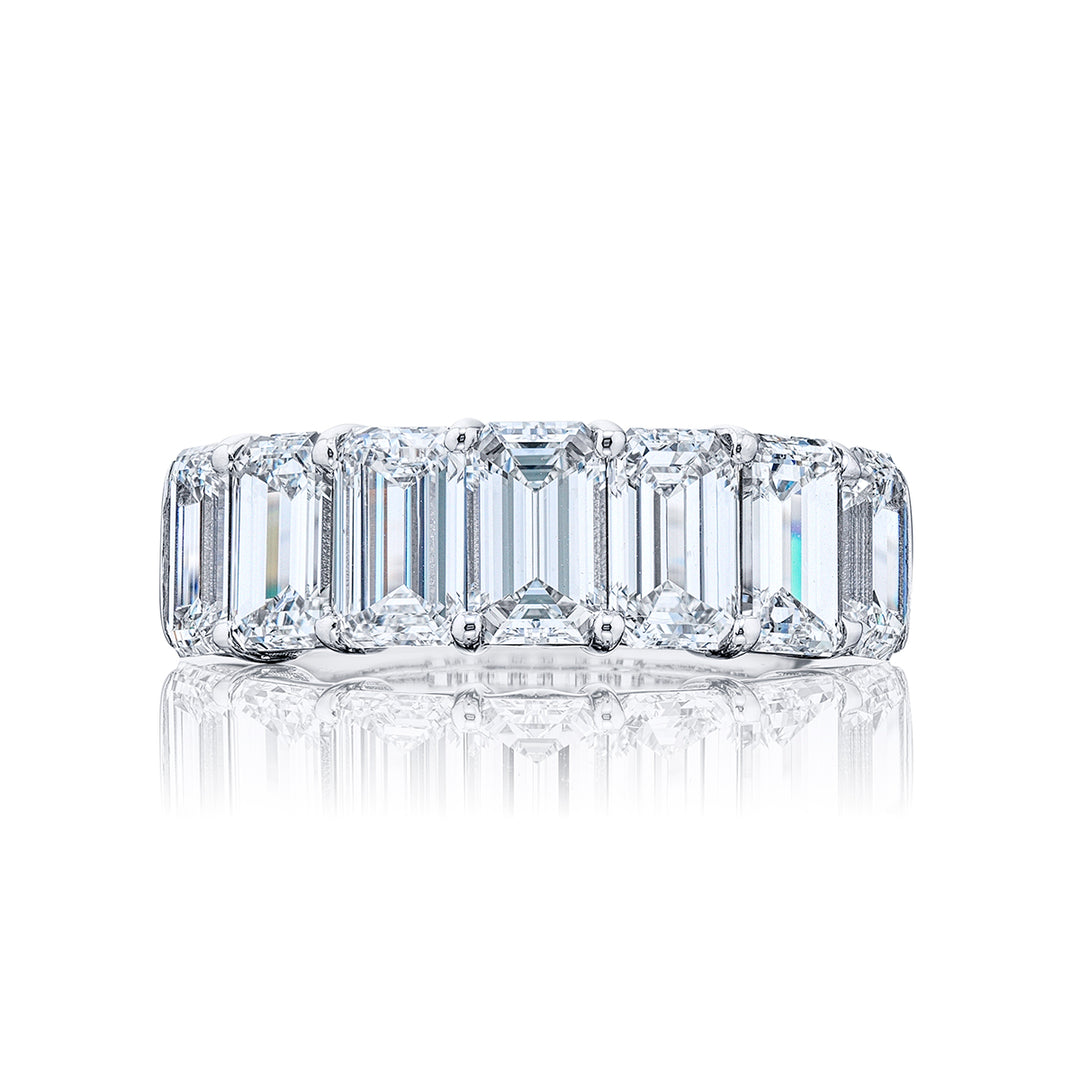 Platinum Emerald-Cut Diamond Single-Row GIA Certified Band