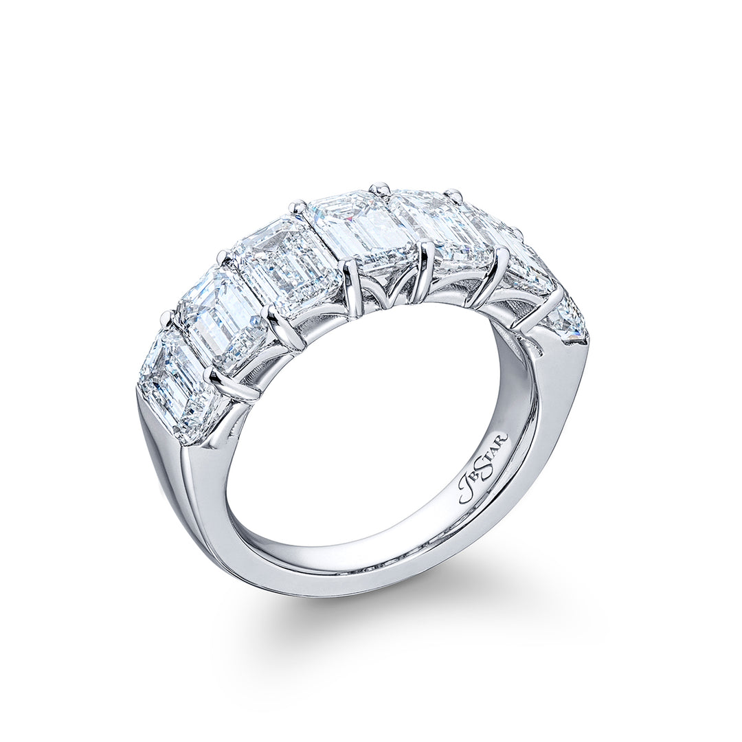 Platinum Emerald-Cut Diamond Single-Row GIA Certified Band