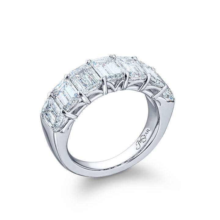 Platinum Emerald-Cut Diamond Single-Row GIA Certified Band