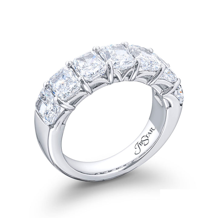 Classic Single-Row GIA-Certified Diamond Band | 7 Radiant-Cut Diamonds in Platinum | Elegance Elevated by Jewels by Star