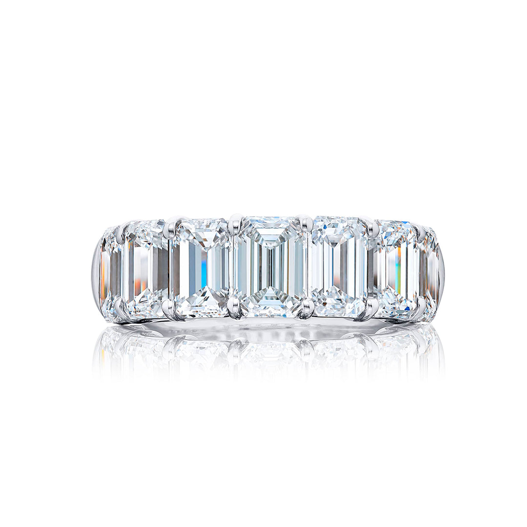 Classic Single-Row GIA Certified Diamond Band | 7 Emerald-Cut Diamonds in Platinum | Elegance Elevated by Jb Star