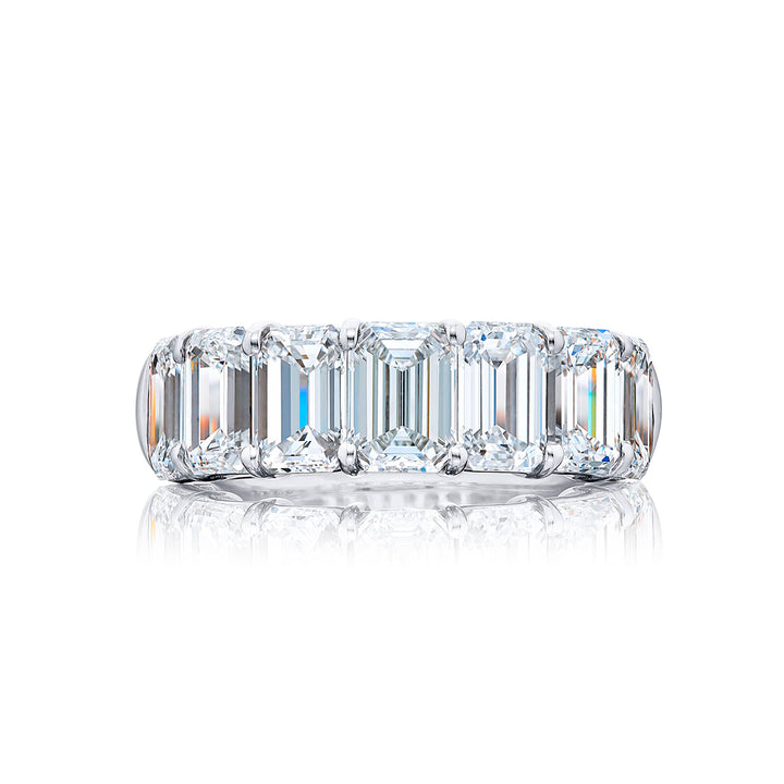 Classic Single-Row GIA Certified Diamond Band | 7 Emerald-Cut Diamonds in Platinum | Elegance Elevated by Jb Star