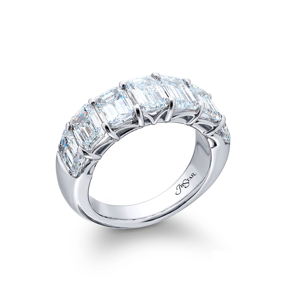 Classic Single-Row GIA Certified Diamond Band | 7 Emerald-Cut Diamonds in Platinum | Elegance Elevated by Jb Star