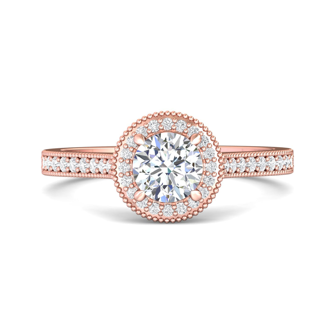 14K Gold Pink Micropave Halo Engagement Ring from the Micropave Halo collection - 5204S_14KP_RdH_5.5_Prm_H-I_SI1