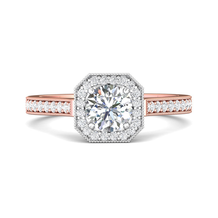 14K Gold Pink/White Micropave Halo Engagement Ring from the Micropave Halo collection - 5204S_14KPW_AsHRd_5.5_Prm_H-I_SI1