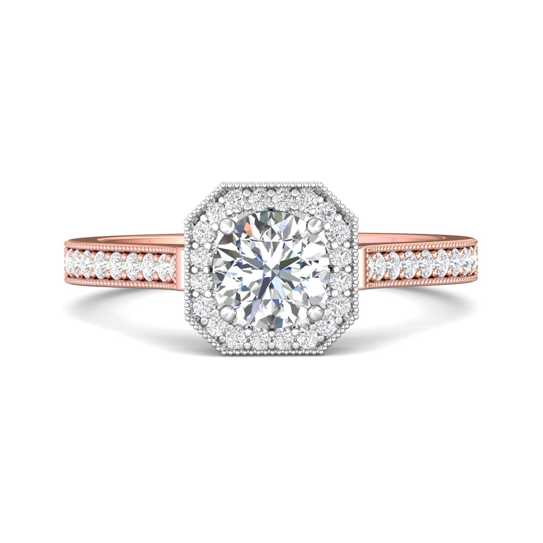 14K Gold Pink/White Micropave Halo Engagement Ring from the Micropave Halo collection - 5204S_14KPW_AsHRd_5.5_Prm_H-I_SI1