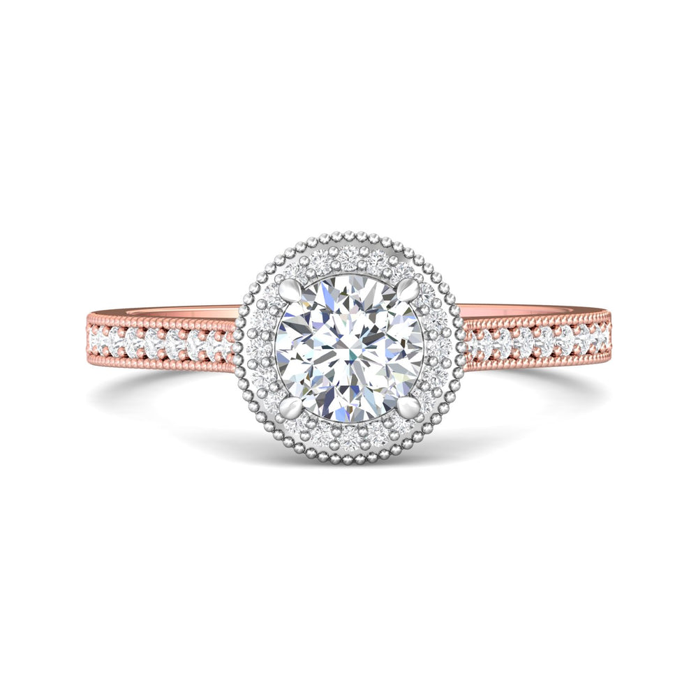 14K Gold Pink/White Micropave Halo Engagement Ring from the Micropave Halo collection - 5204S_14KPW_RdH_5.5_Prm_H-I_SI1