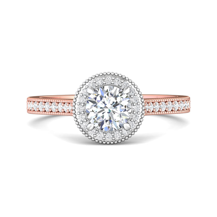14K Gold Pink/White Micropave Halo Engagement Ring from the Micropave Halo collection - 5204S_14KPW_RdH_5.5_Prm_H-I_SI1
