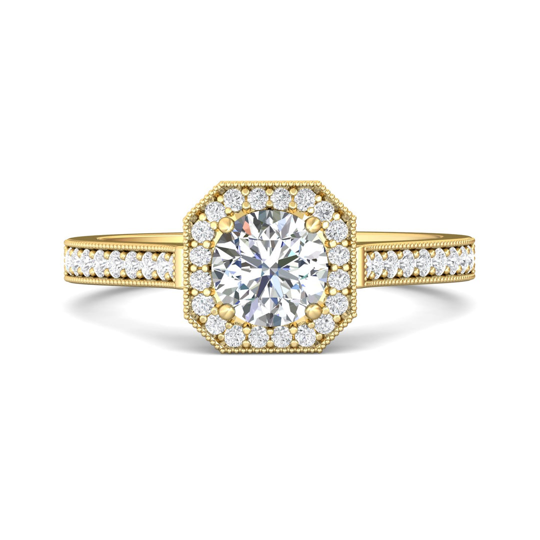 14K Gold Yellow Micropave Halo Engagement Ring from the Micropave Halo collection - 5204S_14KY_AsHRd_5.5_Prm_H-I_SI1