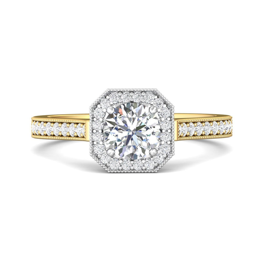 14K Gold Yellow/White Micropave Halo Engagement Ring from the Micropave Halo collection - 5204S_14KYW_AsHRd_5.5_Prm_H-I_SI1