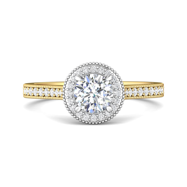 14K Gold Yellow/White Micropave Halo Engagement Ring from the Micropave Halo collection - 5204S_14KYW_RdH_5.5_Prm_H-I_SI1