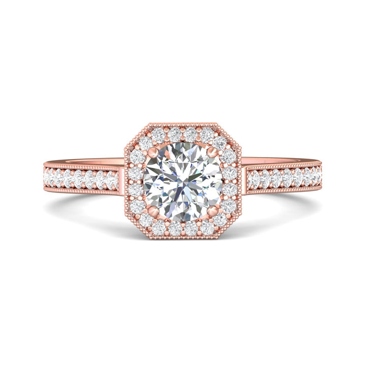 18K Gold Pink Micropave Halo Engagement Ring from the Micropave Halo collection - 5204S_18KP_AsHRd_5.5_Prm_H-I_SI1