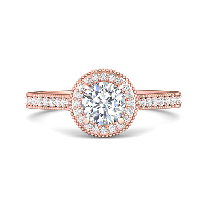 18K Gold Pink Micropave Halo Engagement Ring from the Micropave Halo collection - 5204S_18KP_RdH_5.5_Prm_H-I_SI1