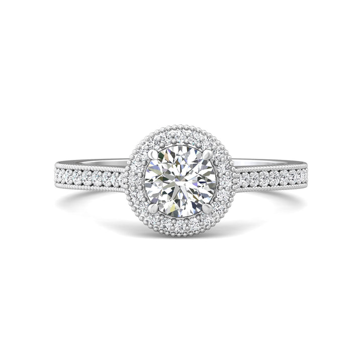 18K Gold White Micropave Halo Engagement Ring from the Micropave Halo collection - 5204S_18KW_RdH_5.5_Prm_H-I_SI1