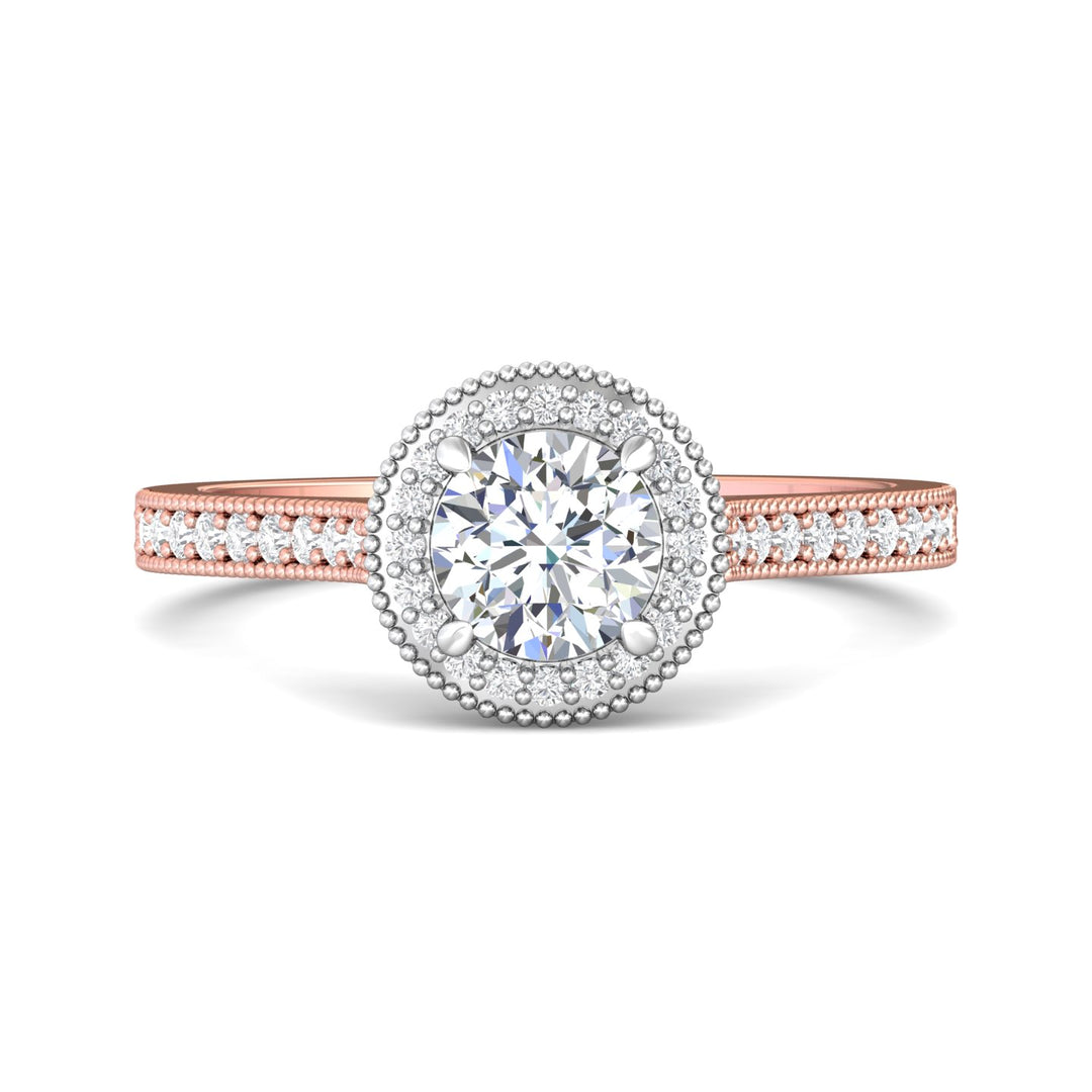 18K Gold White/Pink Micropave Halo Engagement Ring from the Micropave Halo collection - 5204S_18KWP_RdH_5.5_Prm_H-I_SI1