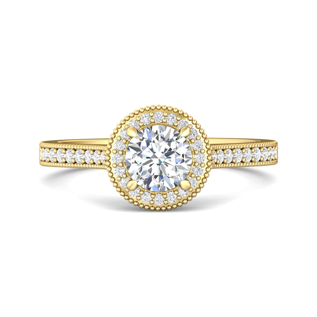 18K Gold Yellow Micropave Halo Engagement Ring from the Micropave Halo collection - 5204S_18KY_RdH_5.5_Prm_H-I_SI1