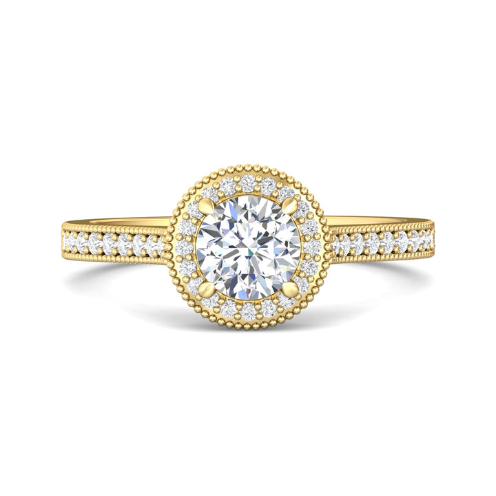 18K Gold Yellow Micropave Halo Engagement Ring from the Micropave Halo collection - 5204S_18KY_RdH_5.5_Prm_H-I_SI1
