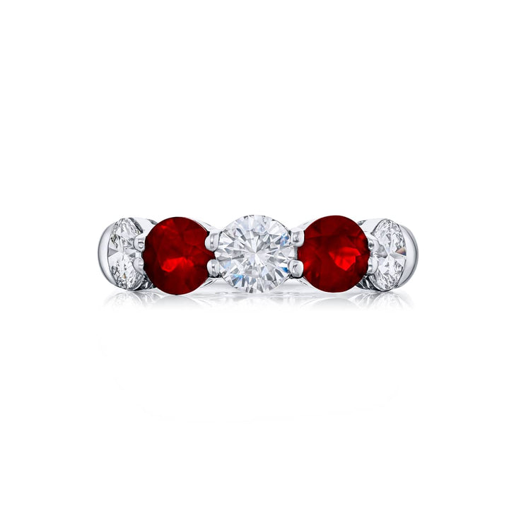Platinum Round Rubies and Diamond Band