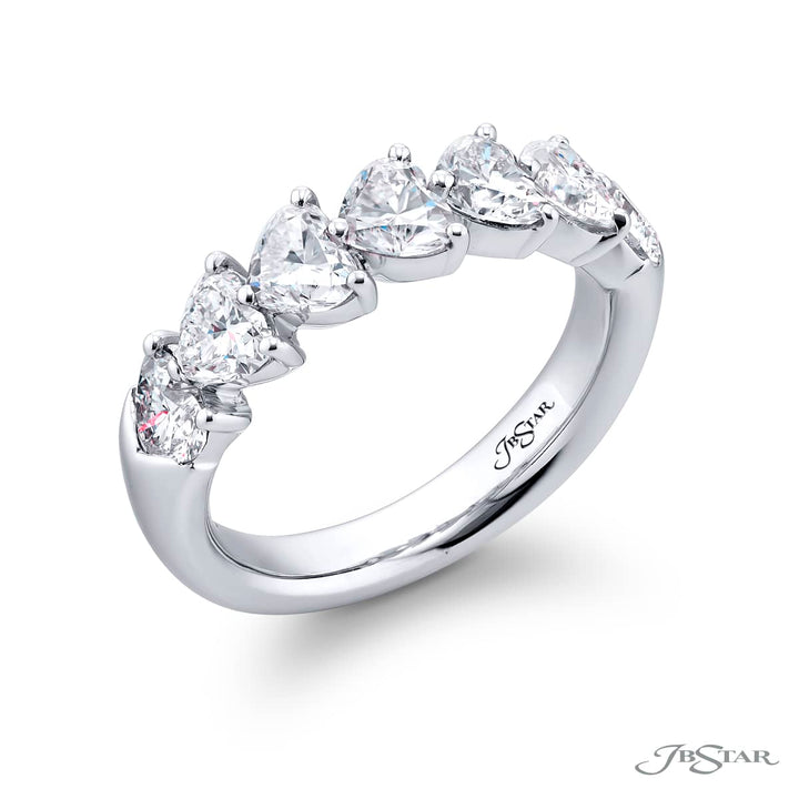 Platinum Heart-Shaped Diamond Certified Band