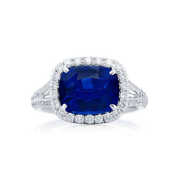 Sapphire and diamond ring 4.75 cushion-cut sapphire